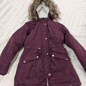Plum Kids Parka with Faux Fur Hood